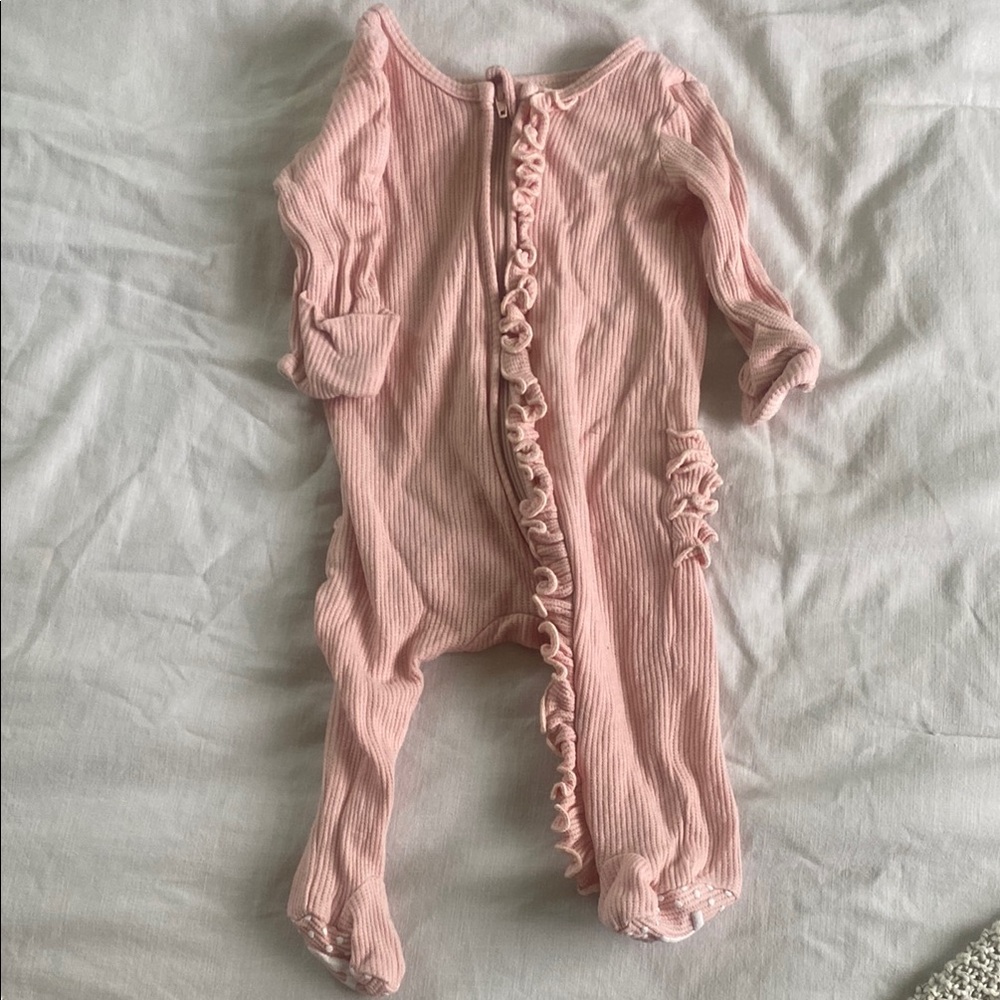 Caden Lane Pink Ruffled Footie